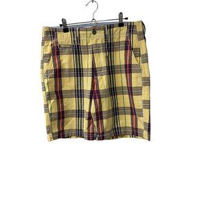 American Eagle Plaid Shorts Chino Classic Length Yellow Size 32 Waist Y2K